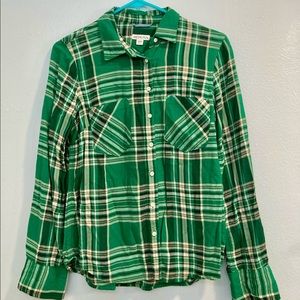 Merona green plaid button-down shirt Sz M